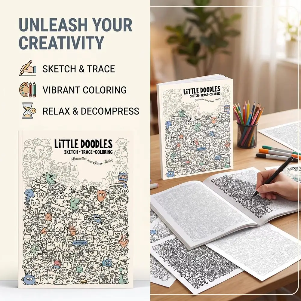 Quaderno per schizzi con disegni a linee, 32 pagine, semplice libro da colorare per disegni a fazzoletto, aiuta i bambini a esercitare il controllo delle linee e le abilità di pittura - immagine 5