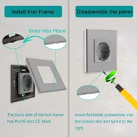 BSEED EU มาตรฐานซ็อกเก็ตไฟฟ้าผนัง Type-C ปลั๊กไฟผนัง USB ชาร์จพอร์ตแผงกระจกเด็กป้องกัน 16A 3