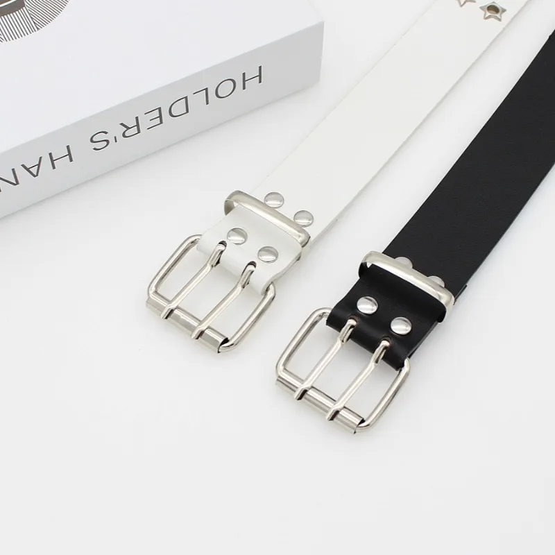 Korean Style Hollow Out Punk Belt | Women's  Fashion Star Eyelet  Decor Hip-Hop Double-Row  Waistband  for Casual  Wear