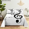 fashion Music Sheet Set Piano Keyboard Music Note Printed Bed Flat Sheet With Pillowcase Polyester Bedding 1
