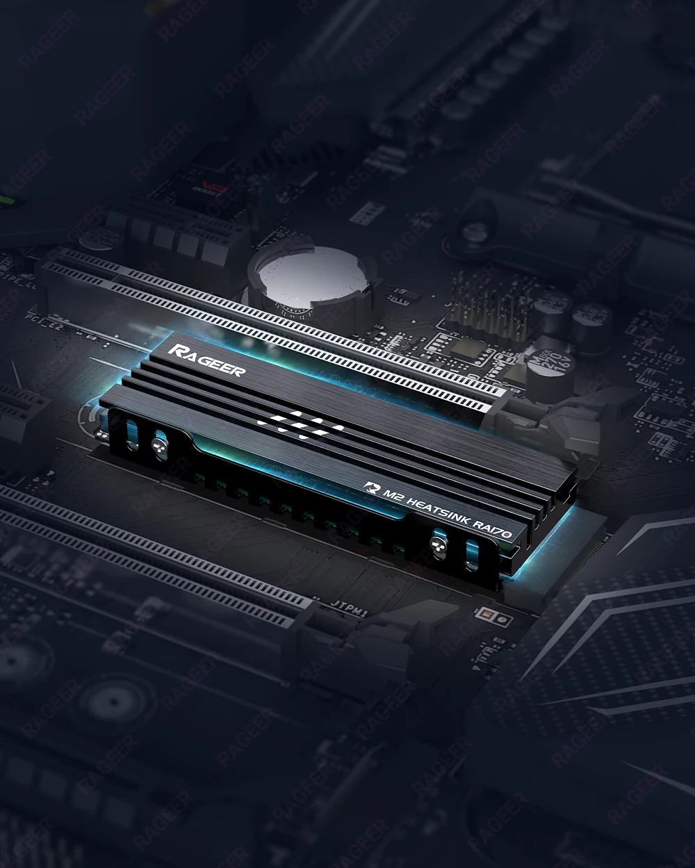 RAGEER M.2 SSD-Kühler, Vollaluminium-Kühler, Konvektions-Kühlkörper, NVME NGFF-Kühler, für NVMe/NGFF 2280 SSD für PC, PS5 – Detail 10