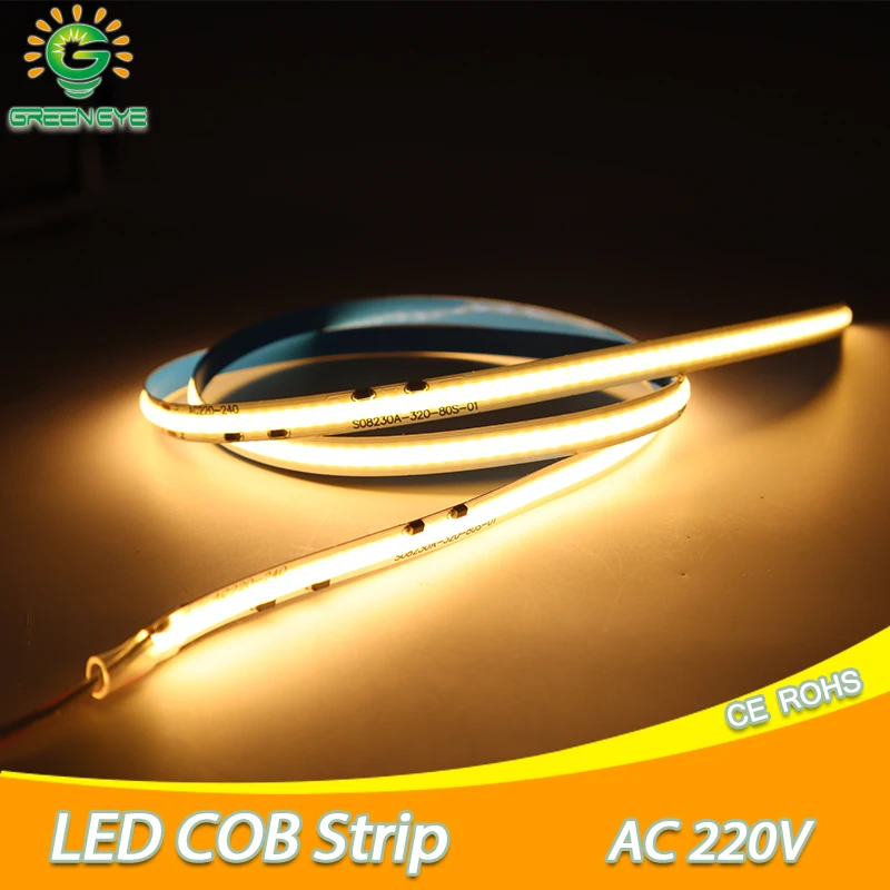 

30M High Bright 220V COB LED Strip Light 320leds/M CRI RA90 3000k 4000k 6000k Adhesive Tape Strips For Bedroom Kitchen Lighting