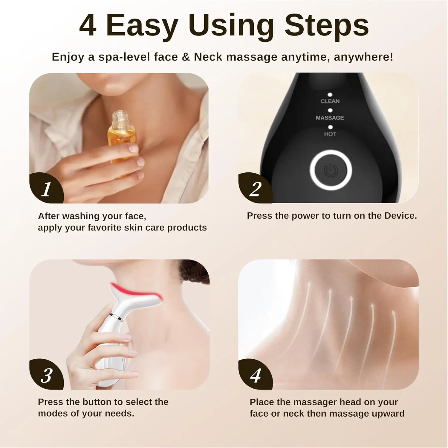 3 in 1 LED Neck Beauty Device Microcurrent Facial Massager Face Sculpting Tool for Daily Skincare Routine and Anti Aging