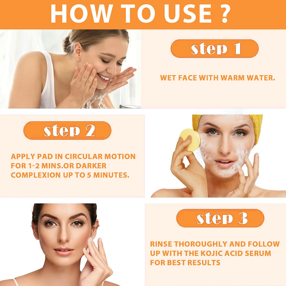 Turmeric Kojic Acid Cleansing Pads Gentle Cleansing Facial Refreshing Balancing Oil Face Skin Care Tool Cleansing Pads 6