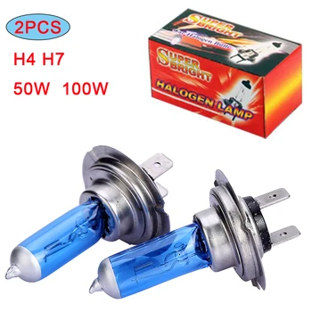 Fari Auto 6000K 4300K 2300K, Luci di Parcheggio, Lampada 2 Pezzi 12V H7 H4 50W 100W, Lampadina Alogena Super Bianca