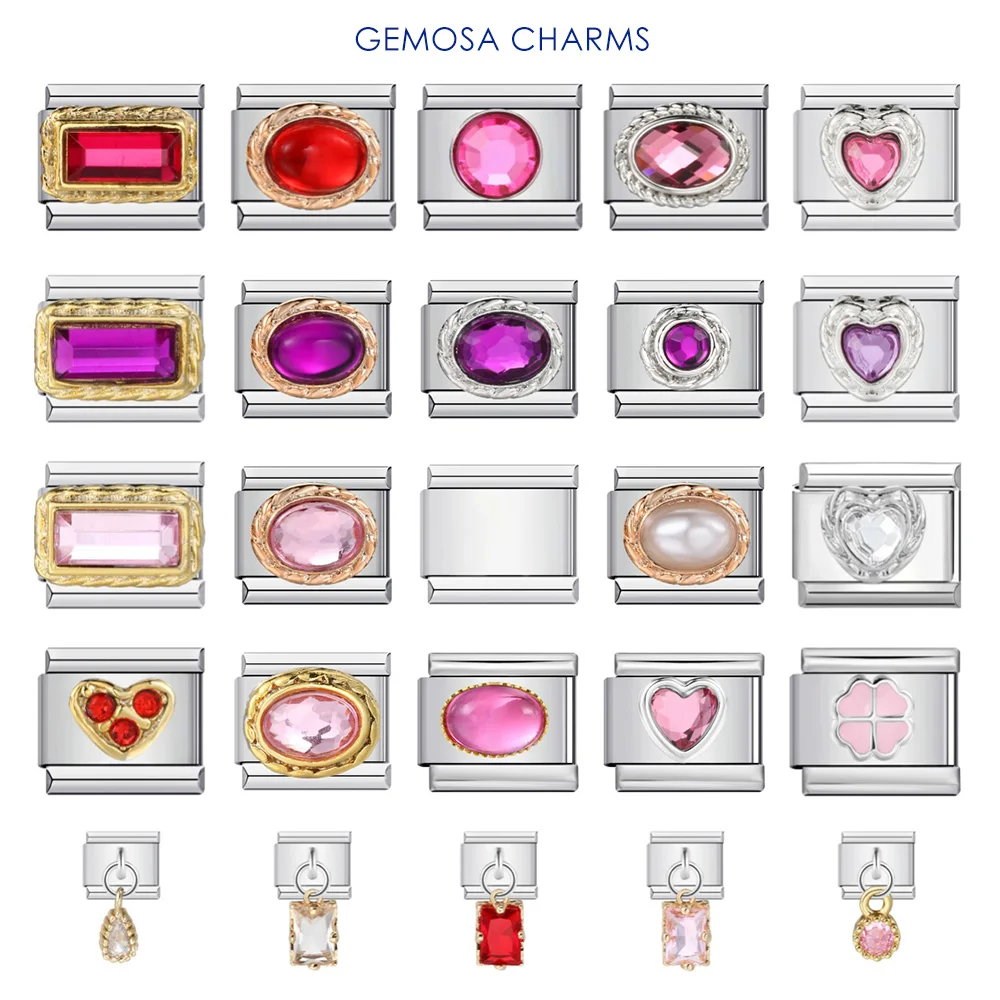 � GEMOSA Elegante Vintage-Serie Armreifen, italienischer Charm-Link, passend für 9 mm Edelstahl-Armbänder, DIY-Herstellung von Zirkonia-Schmuck, Geschenk – Detail 1