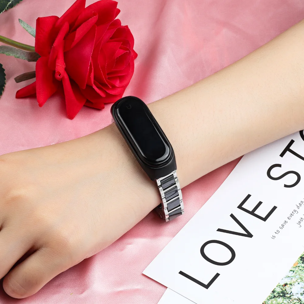 Ceramic Strap for Xiaomi Mi Band 8 7 6 5 4 3 Metal Bracelet Wristband for Mi Band 8 Smart Watch Watchband Mi Band 7 6 5 4 Strap
