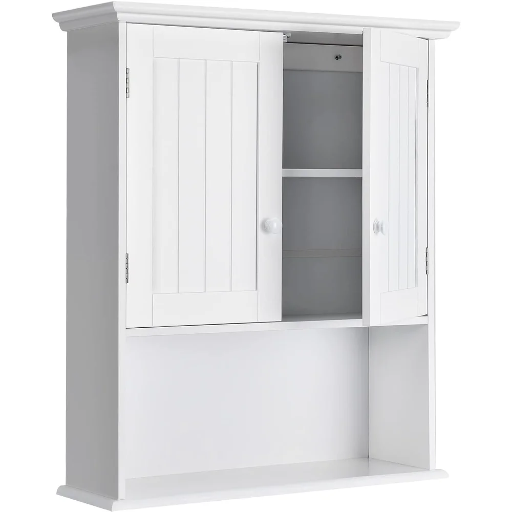 

Wall Mount Bathroom Cabinet Wooden Medicine Cabinet Storage Organizer with 2-Doors and 1-Shelf Cottage Collection Wall