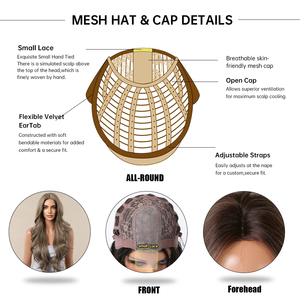 Milk Tea Brown Wig Synthetic Lace Front Wig For Women Long Curly Brown Hair Glueless Front Lace Heat Resistant Fiber Cosplay