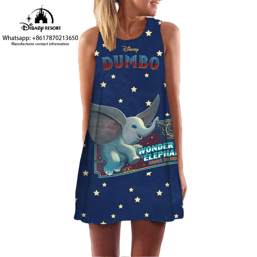 

Dumbo cartoon pattern dress printed sleeveless dress fashionable casual comfortable pullover dress 2024 new style