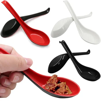 5/10 pz Rosso Nero Cucchiaio Da Zuppa Manico Lungo Mestolo Resistente Al Calore Antiscivolo Utensili Da Cucina per Servire Zuppa Tagliatelle Pasta JXB 1