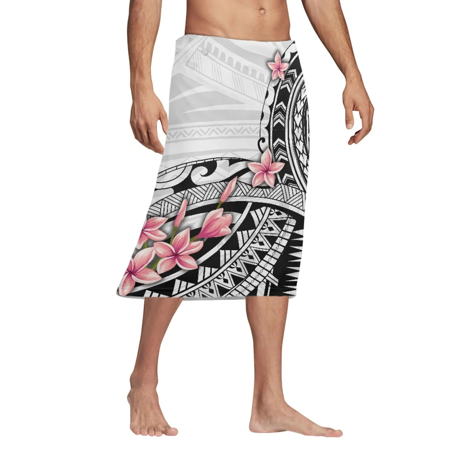

Polynesian Tribal Samoan Totem Tattoo Samoa Prints Mens Streetwear Ventilate Portable Summer Mens Plumeria Print Short Skirts