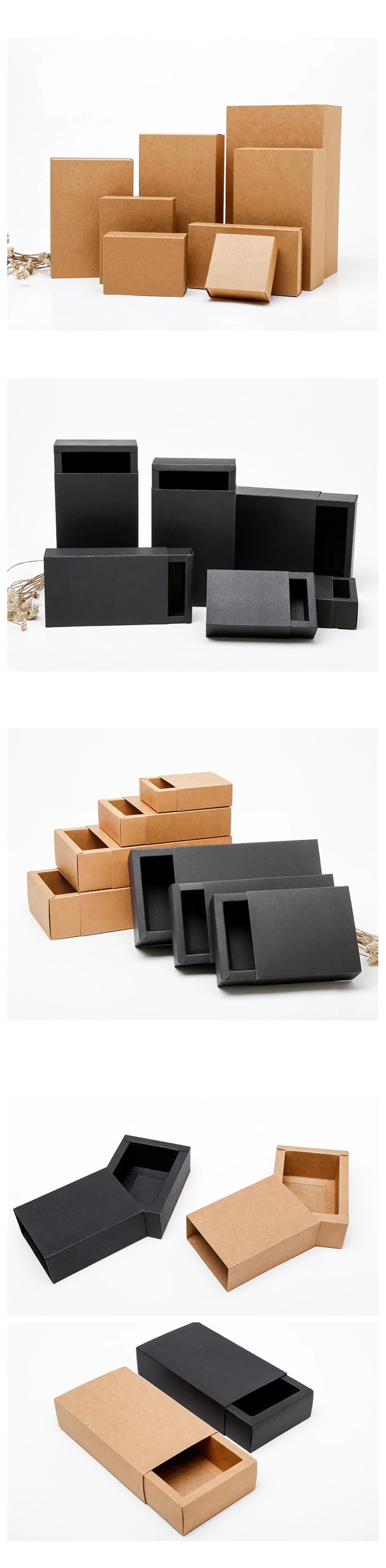 10pcs Kraft Paper Gift Boxes with Clear PVC Window, Exquisite Drawer Packaging for Wedd... - SKU KPGB1100 - UGI Packaging