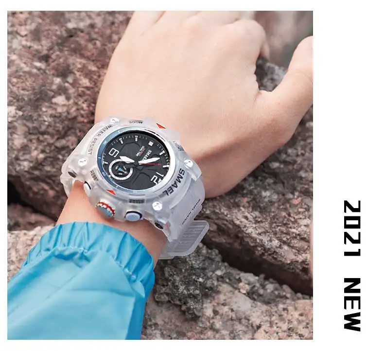 Smael Sport uhr Militär Armbanduhr für Männer Alarm Stoppuhr führte digitale Hintergrund beleuchtung Dual Time Display wasserdichte Uhr Männer – Detail 23