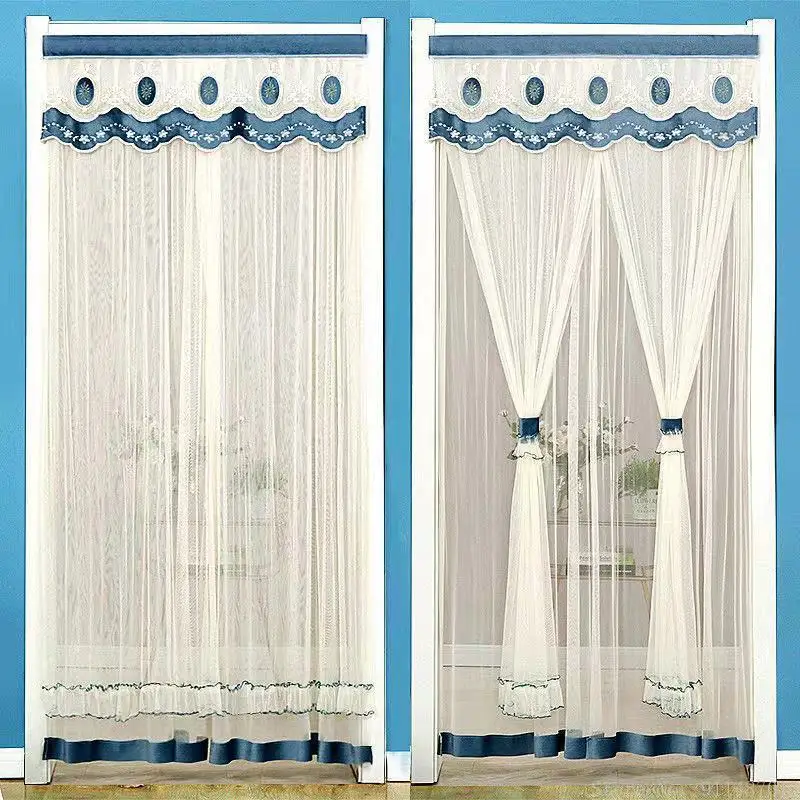 Home summer anti-mosquito curtain free punch lace partition curtain anti-fly and insect-proof kitchen bedroom decor door curtain