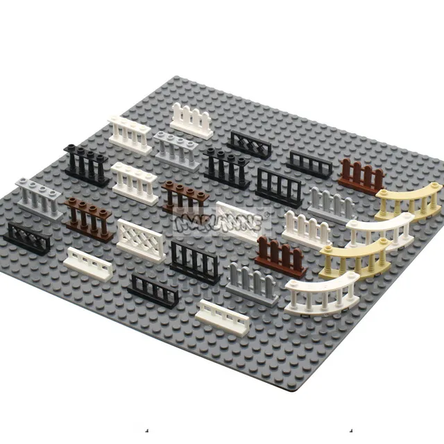 Marumine 30PCS MOC City Accessories Brick Fence Railing Stairs House Garden Construction Building Block Parts 15332 33303 30056 2