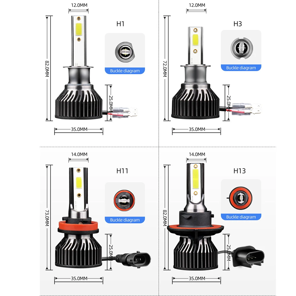 Roadsun Mini Größe H4 H11 H7 LED Auto Scheinwerfer Birne 12000LM 6000K H1 H13 9005 HB3 9006 HB4 Scheinwerfer Umbausätze Keine dunklen Flecken – Detail 12
