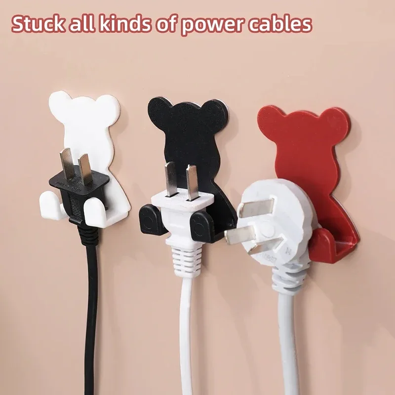 

Multi-purpose Cute Bear Household Adhesive Hook for Hanging Plug Storage Bathroom Double-row Hook Dormitory Door Cloth Hangers