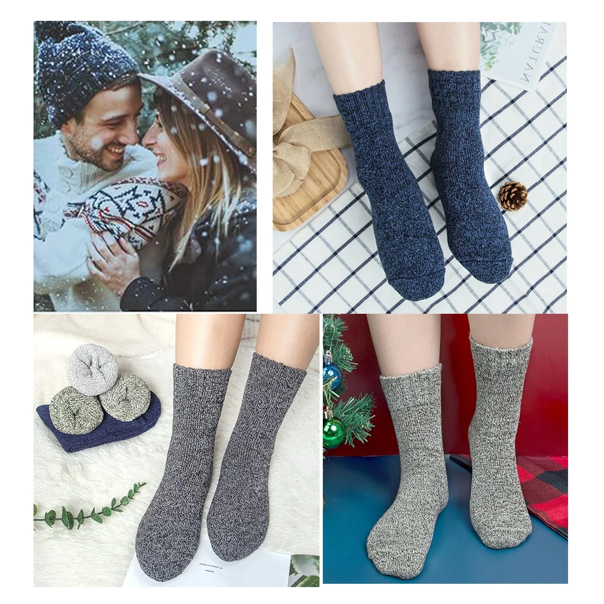 5 Pairs Womens Winter Warm Socks Thick Knit Cabin Cozy Crew Soft Socks Gifts