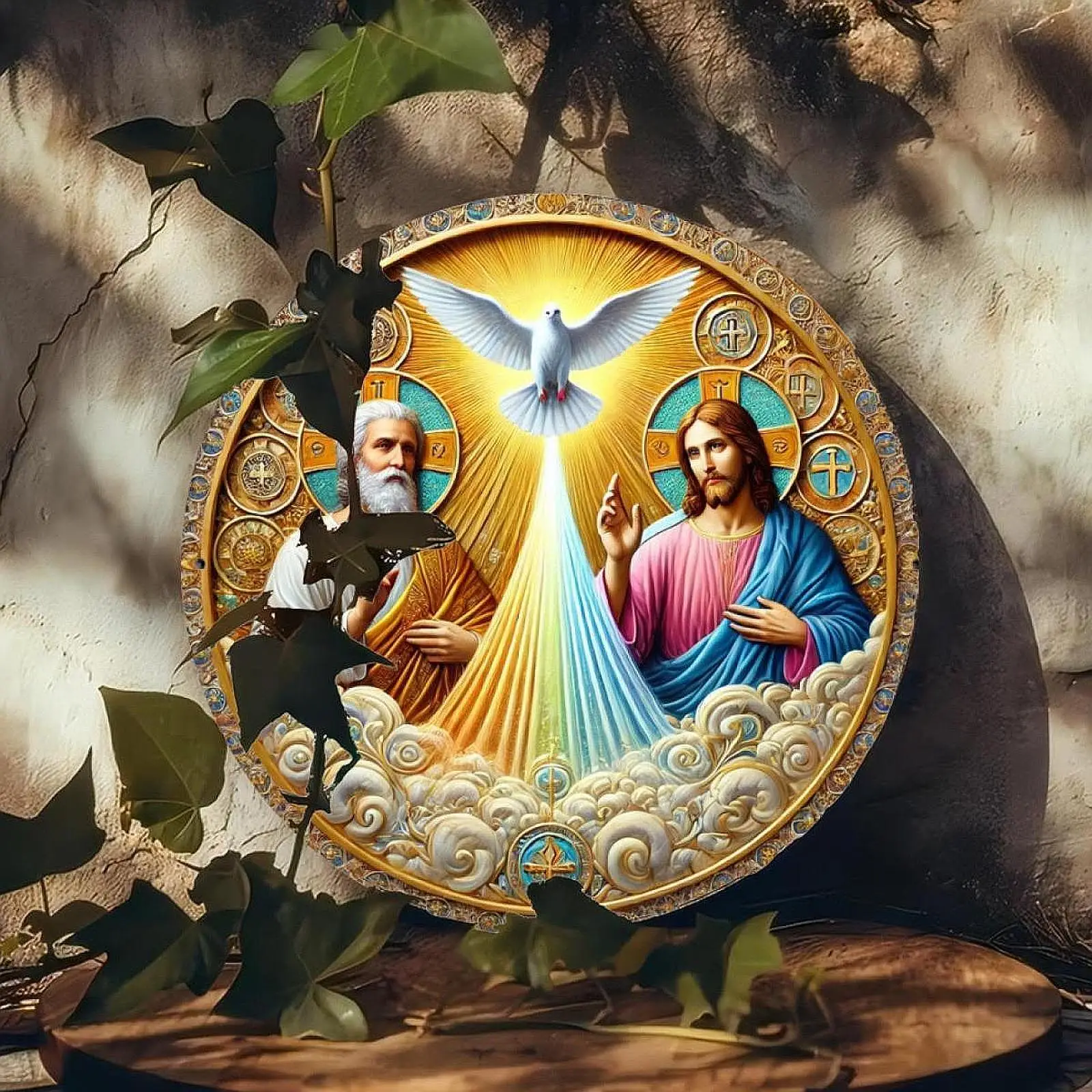 Jesus Round Wall Sign Wall Plaque Door Hanger Rustic Decor Hanging Decoration for Door Holiday Winter Indoor Outdoor