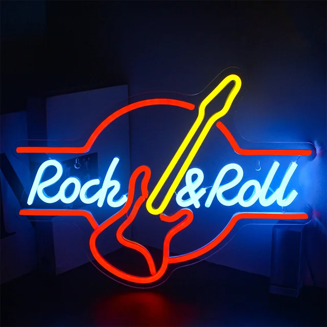 エレキ ギター ロック & ロール LED ネオンサイン照明 看板 店舗 家庭x Amazon.co.jp: 【アメリカン ネオンサイン/GUITAR OPEN （ギター