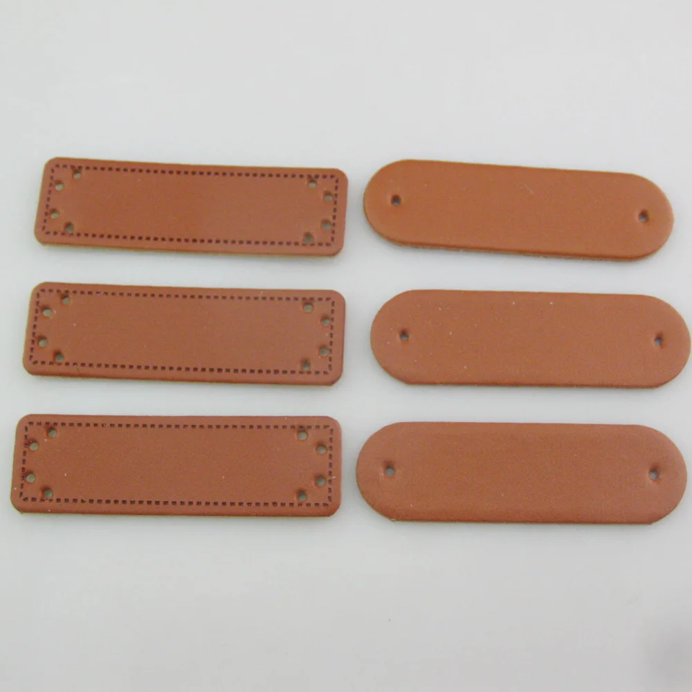 20 pezzi 15MM * 50MM etichette PU vuote ovali e rettangolari per cappelli per indumenti ornamento accessori per cucire fai da te