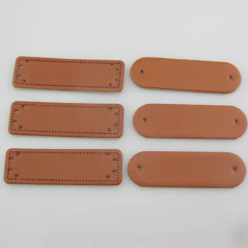 20 pezzi 15MM * 50MM etichette PU vuote ovali e rettangolari per cappelli per indumenti ornamento accessori per cucire fai da te