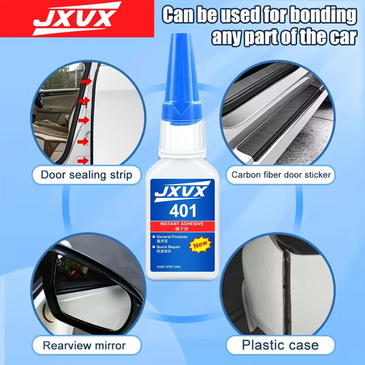 401 Multi-Purpose Super Glue Cyanoacrylate Adhesive 20g Instant Fast Rubber Wood Glass Stronger All Bonding Glue