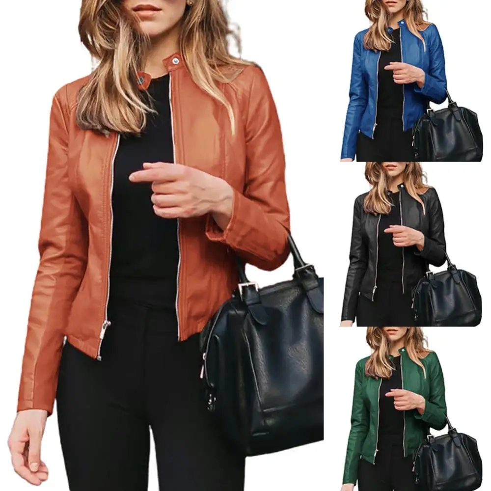 

Fashion Outwear Suit Coat Women Jacket Autumn Winter Short Faux Leather Clothes