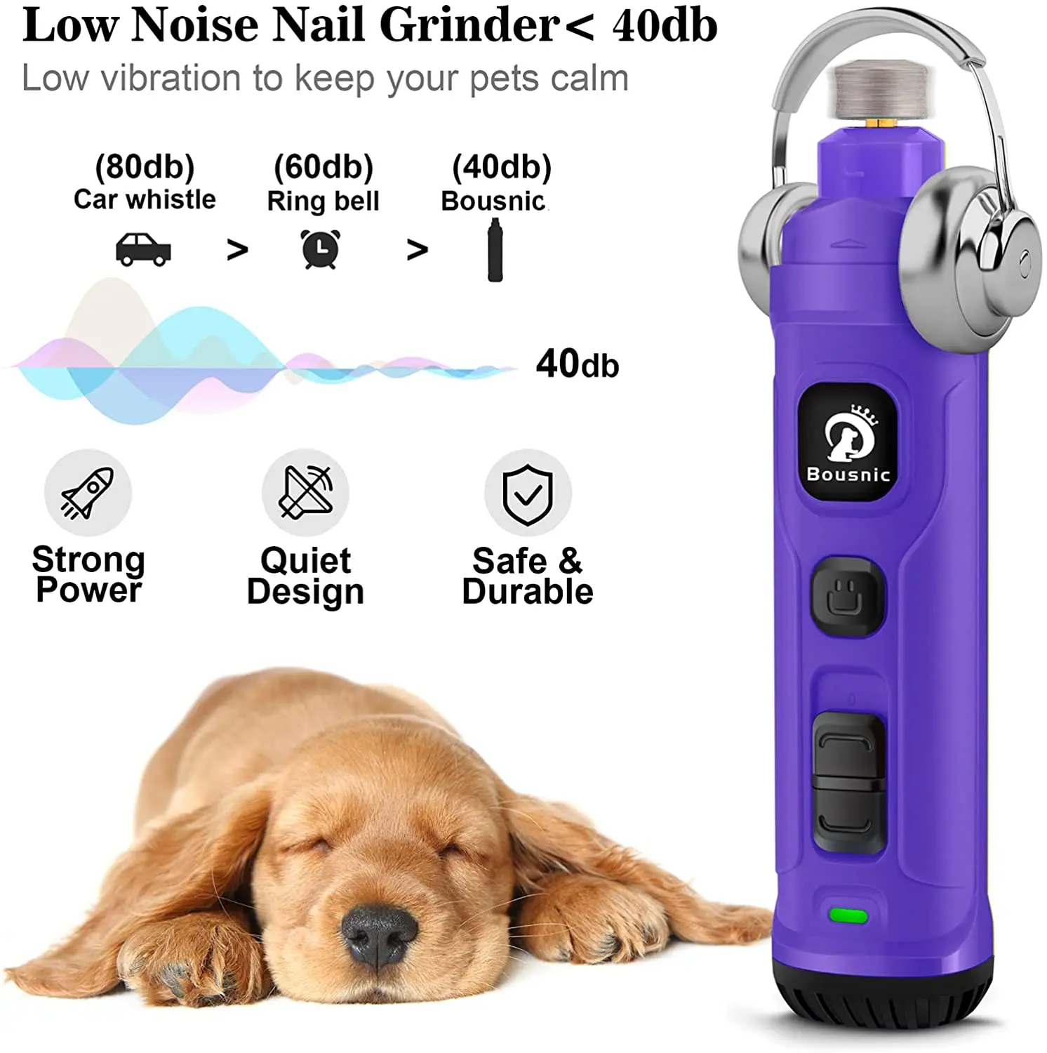 Curated visual reference: Device Quiet Dog Nail Groomer Reference: Quiet Pet Groomer Bousnic With Led Lights