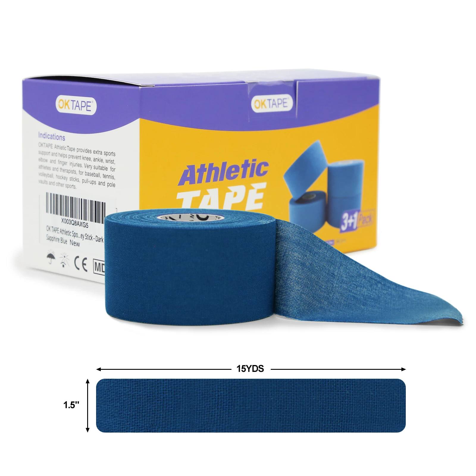 Athletic Tape 4 Rolls Sweat Proof First Aid Injury Wrap Fitness Ankles Wrist on Bat Hockey Stick