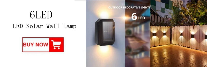 6 LED Solar Wall Lamp Outdoor Waterproof Up and Down Luminous Lighting Garden Decoration Solar Lights Stairs Fence Sunlight Lamp brightest outdoor solar lights