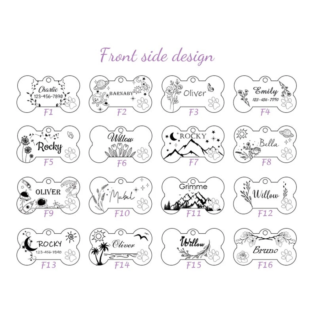 Personalized Customized Cute Pet Name Tag Stainless Steel Pet Cat And Dog Name Card Pet Collar Pendant Name Tag