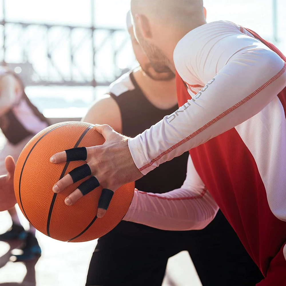 JUUMMP 10 Pçs/set Dedo Proteção Apoio Da Artrite Protetor de Dedo Ao Ar Livre Esportes Vôlei Basquete Dedo Elástico Mangas