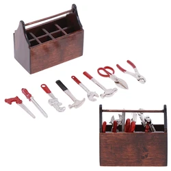 Handmade Dollhouse Miniature Toolbox with Tools - Decorative Furniture Accessory Set (One size)