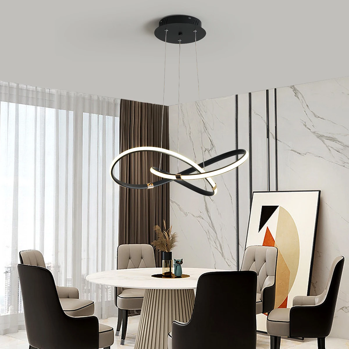 Modern Chandeliers led chandelier ceiling chandelier led pendant light For Dining room Kitchen Modrom led pendant lights Gold/chrome/black Ceiling hanging lamps D54cm W/remote