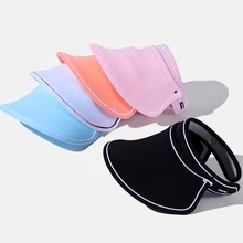 

2022 New Adjustable Women's summer hat Solid Panama beach hat bone cap summer sun visor wide-brimmed hat UV protection