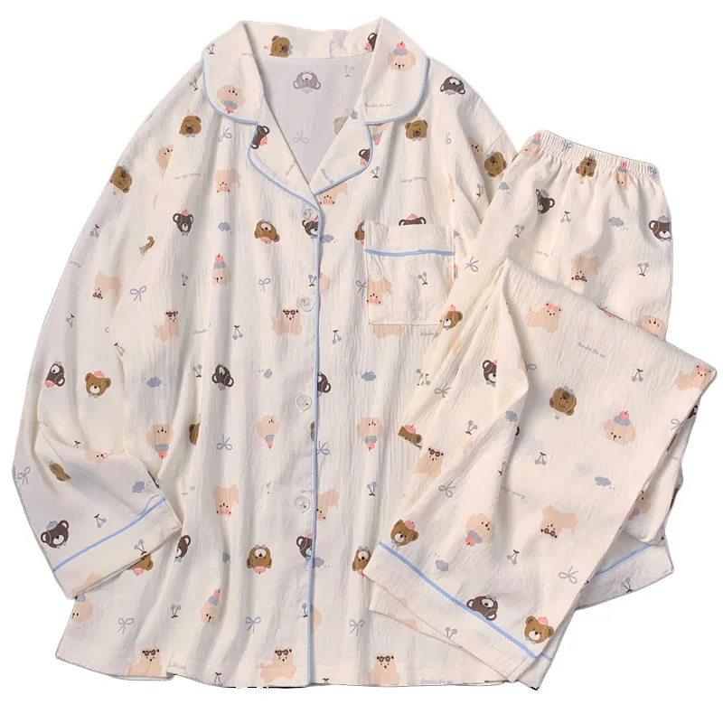 Postpartum Clothing Cartoon Bear Autumn Long Sleeve Outerwear Pajama Women Set Home Clothes Maternity Ladies Sleepwear Hoemwear - 5