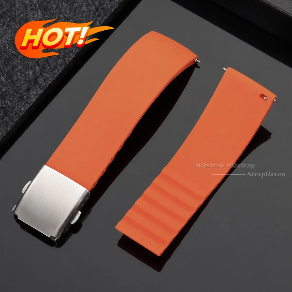 Premium Waterproof Silicone Watch Strap with Quick Release and Folding Clasp