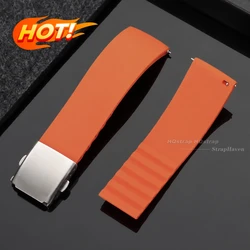 Premium Waterproof Silicone Watch Strap with Quick Release and Folding Clasp - 22mm (Orange)