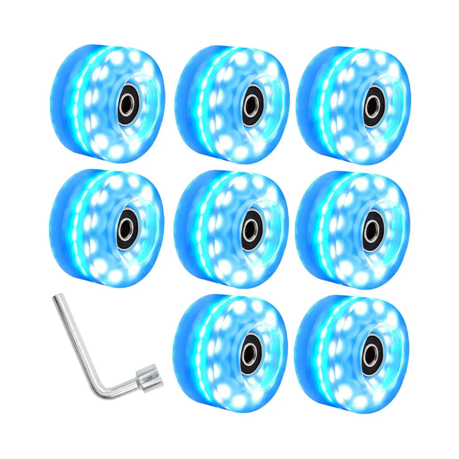 8개 롤러 스케이트 휠 스케이트보드 58mm 82A 경도 부품 라이트업 휠 쿼드 롤..
