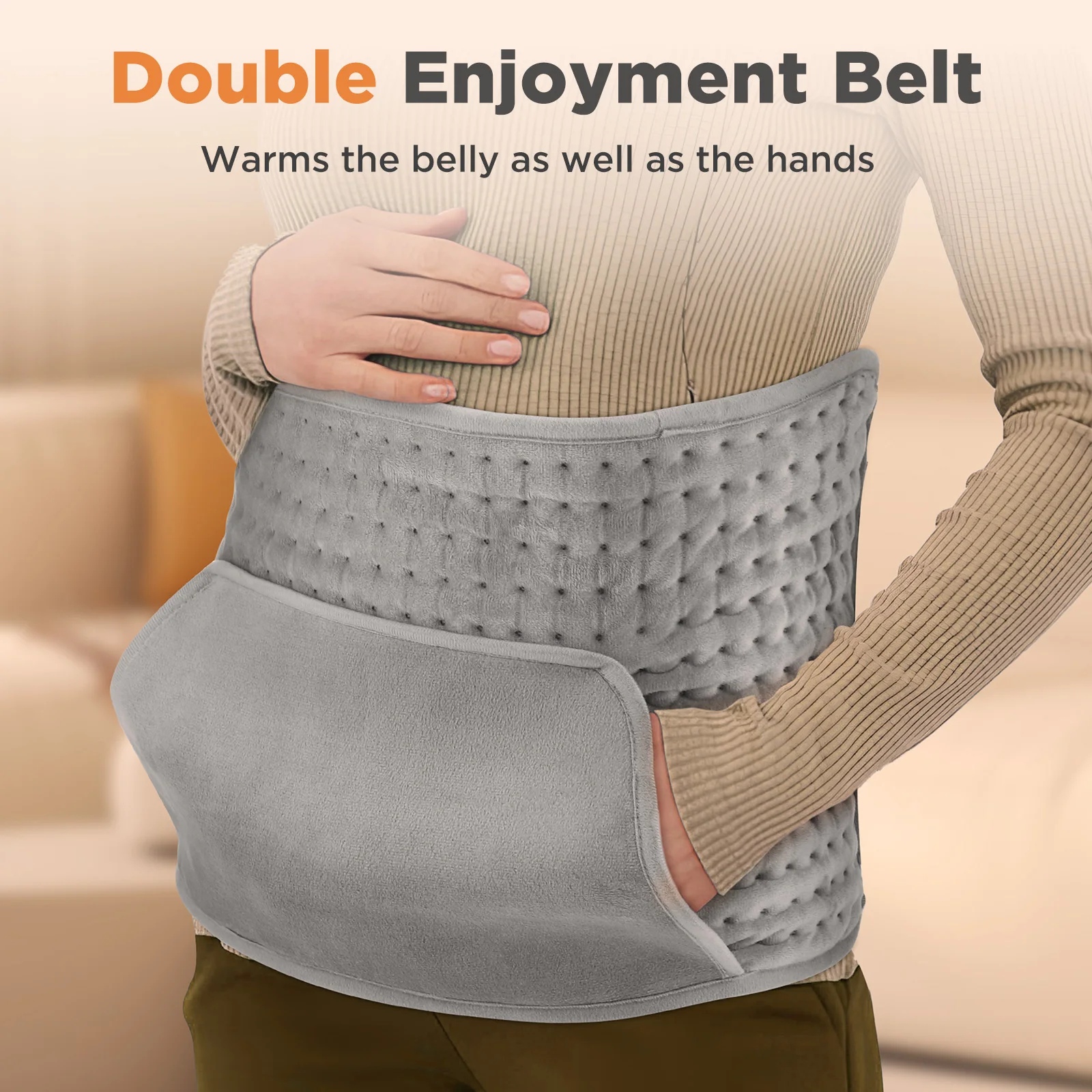 Electric Heating Waist Belt Portable Lumbar Back Pad Office Home Adjustable Temperature Lumbar Belt Warming Abdomen Hand Warmer