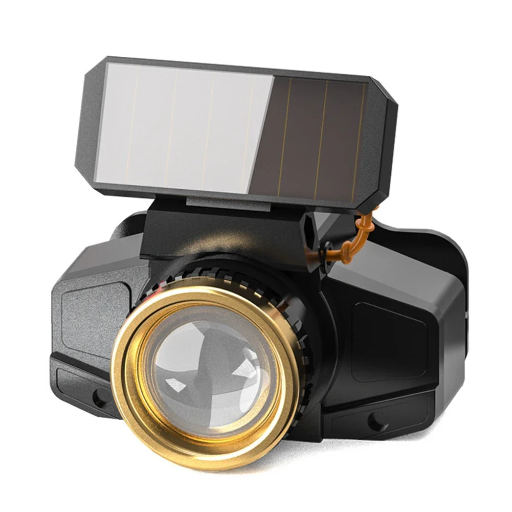 XPE LED Headlamp Sensor Headlight Solar + USB Rechargeable Head Lamp Work Light