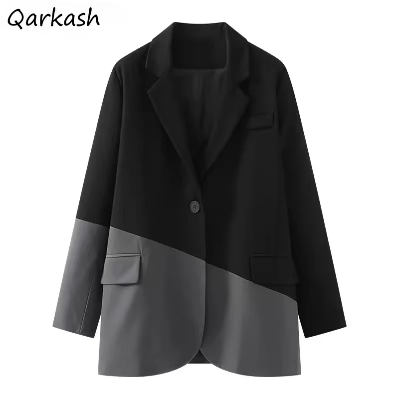 

Женский однотонный Блейзер Buton, модная Свободная Повседневная Уличная одежда в Корейском стиле, весенние однотонные простые элегантные женские универсальные модные шикарные пальто