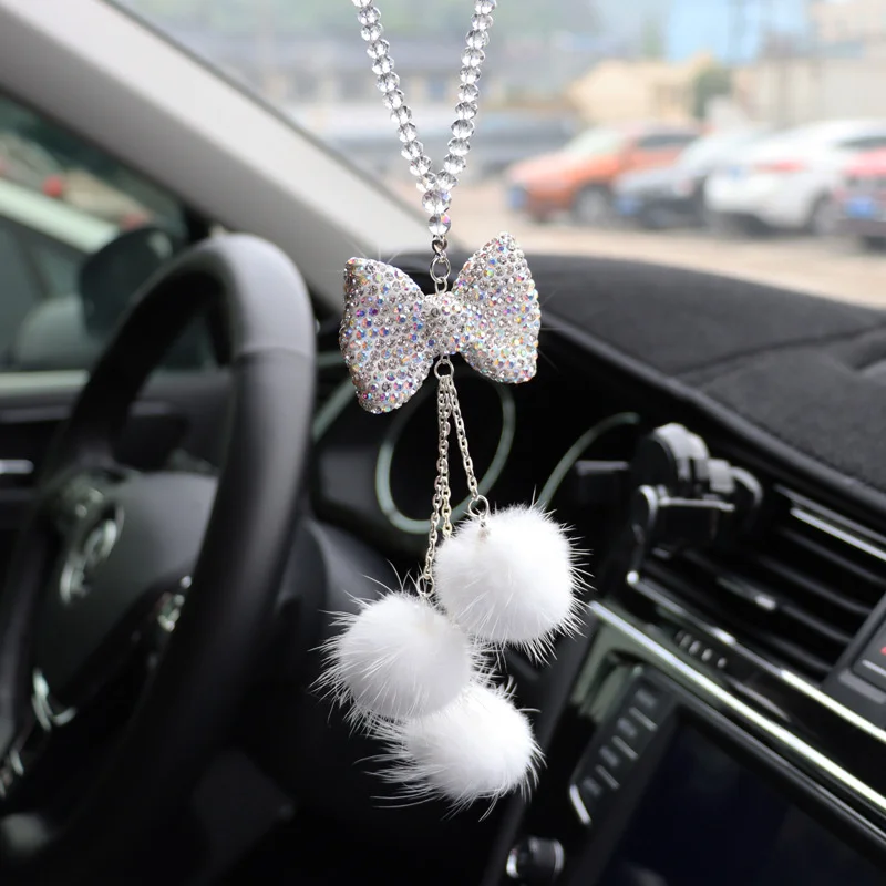  Espejo retrovisor de coche con diamantes de imitación,  accesorios de espejo de coche brillantes para mujeres y hombres, adorno  interior de automóvil con diamantes de imitación, corazón de amor de  diamante