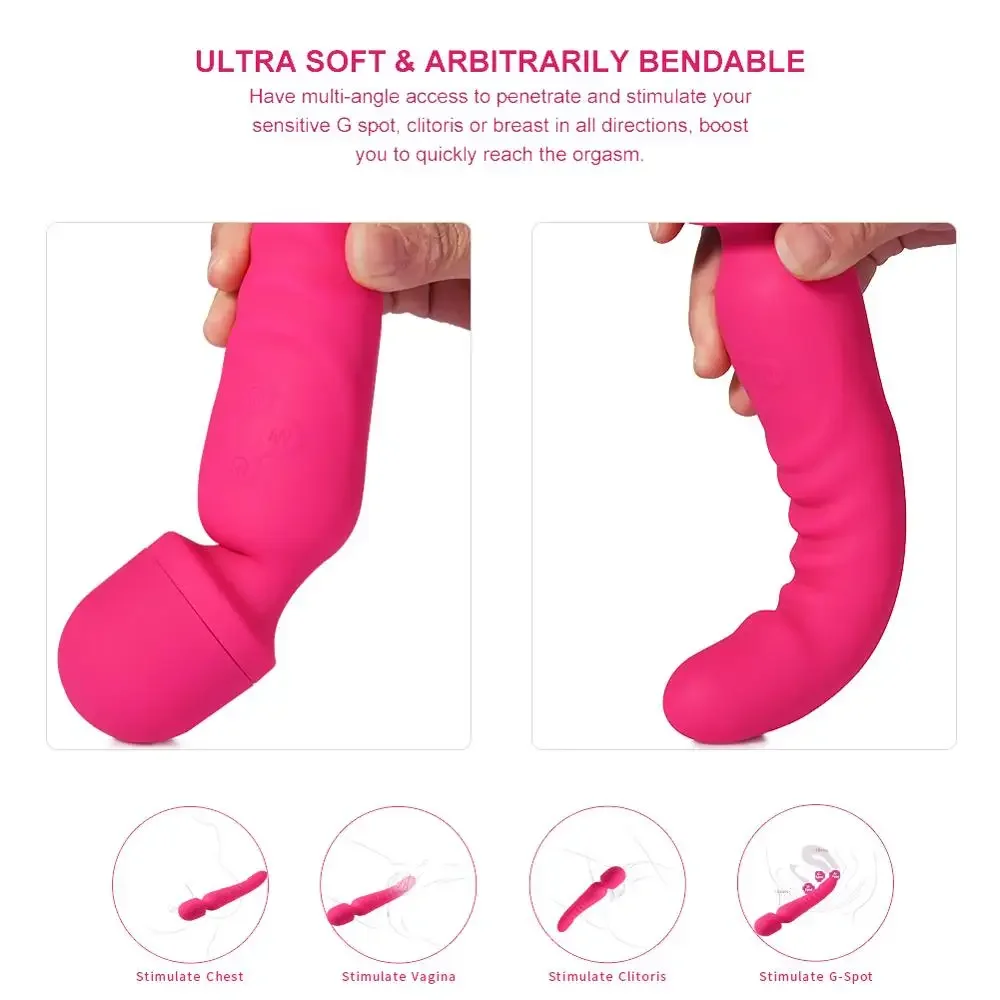 Heating AV Vibrator Magic Wand for Women Clitoris Stimulator USB Rechargeable Massager