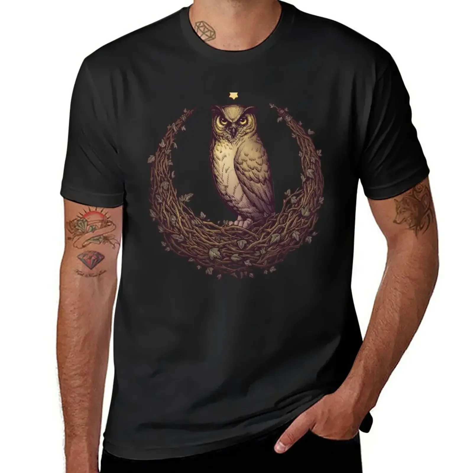 Gufo Hedera Moon T-Shirt Sweat For A Boy Fruit Of The Loom Magliette Da Uomo