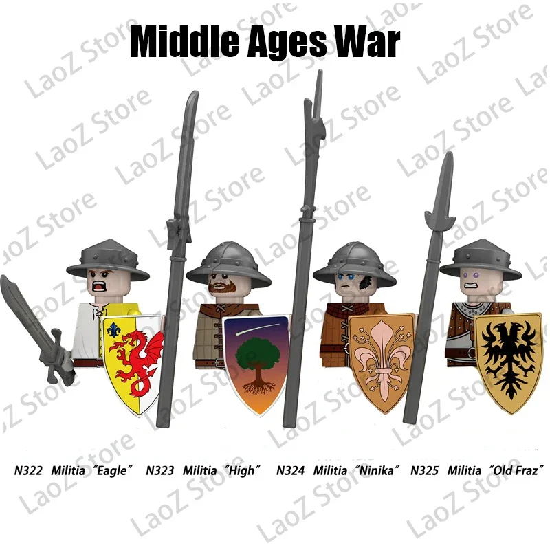 

100PCS MOC Middle Ages War Military Figures Building Blocks Militia Medieval Knights Infantry Brick Toy Gift For kids