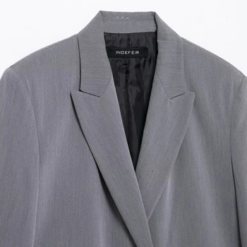 HXAO بليزرات نسائية ملابس مكتبية سترة طويلة لربيع 2025 سترة متينة بأكمام طويلة سترة نسائية كبيرة الحجم سترة عالية الجودة 5