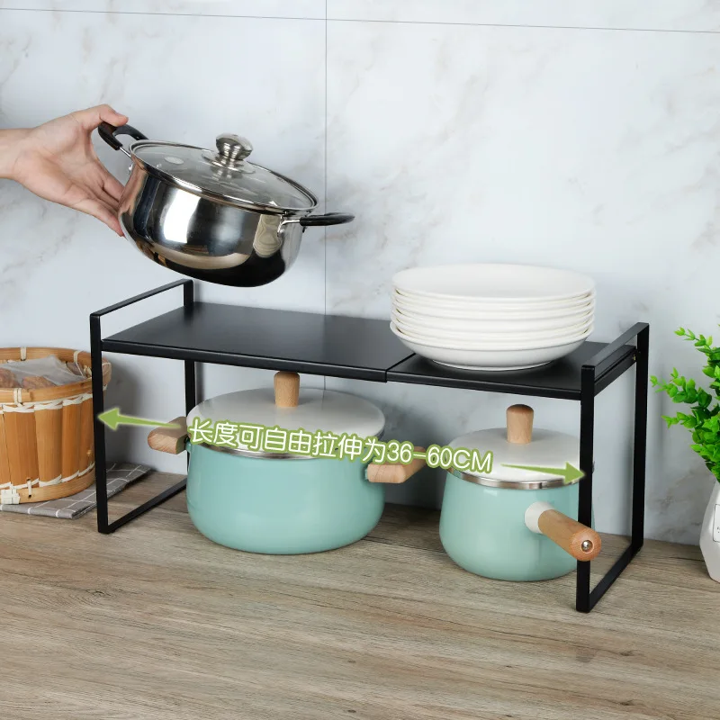 Kitchen Cabinet Storage Shelf Stackable Plate Rack Organizer Divider Single Double Layer Pot 5